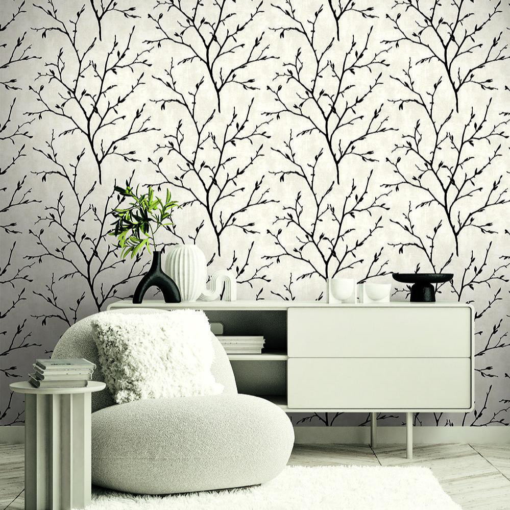 Panelled Wallpaper Plum Blossom