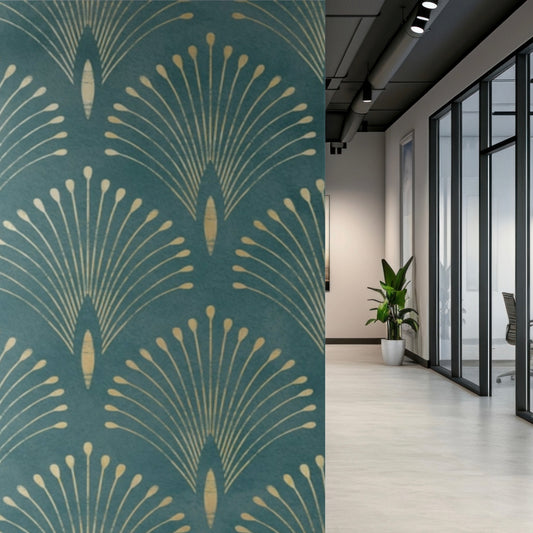 Panelled Wallpaper Peacock Feather - Ocean