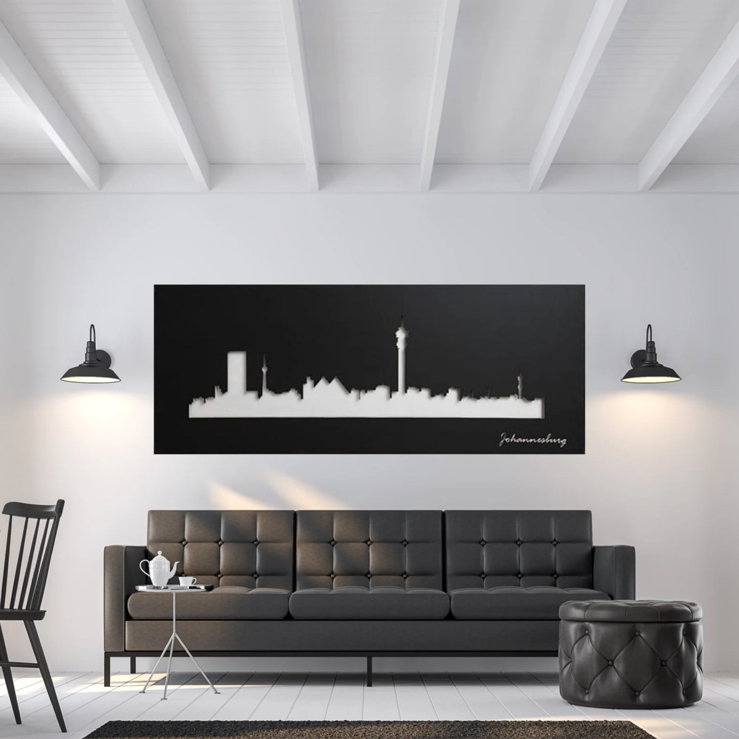 Joburg skyline wall art black 