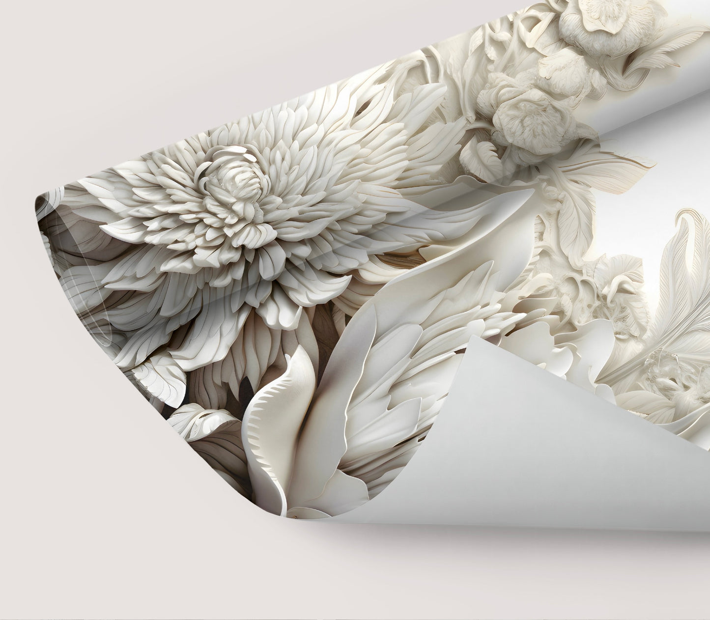 Wallpaper 3D Floral Ivory