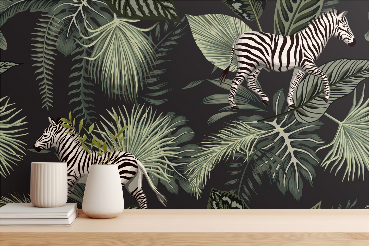 Panelled Wallpaper Botanical Zebra