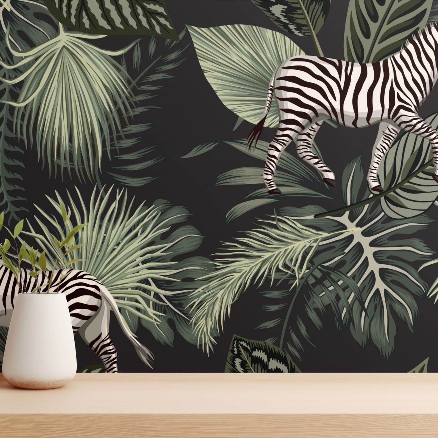 Panelled Wallpaper Botanical Zebra