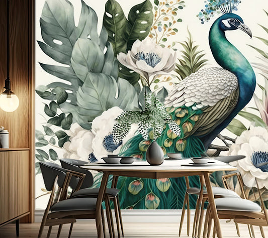 Wallpaper Peacock Floral