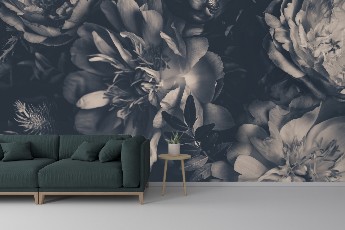 Wallpaper Floral Grayscale