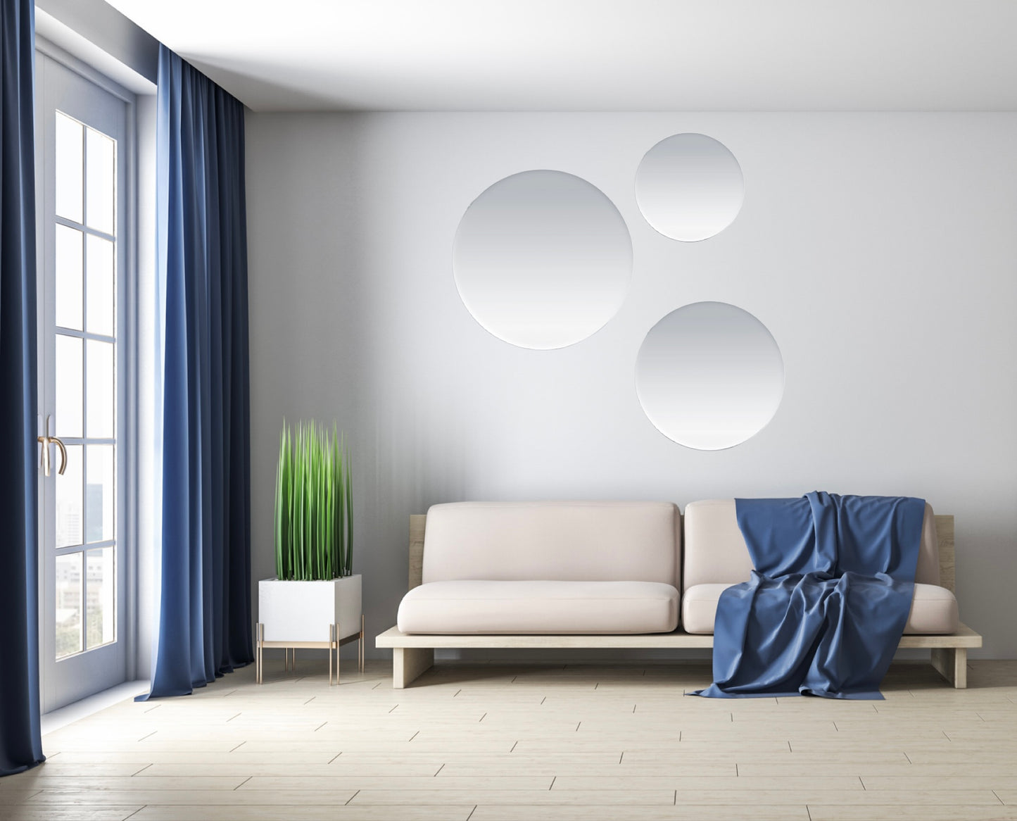 Birch Round Frameless Mirrors