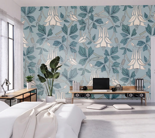 Wallpaper Floral Teal